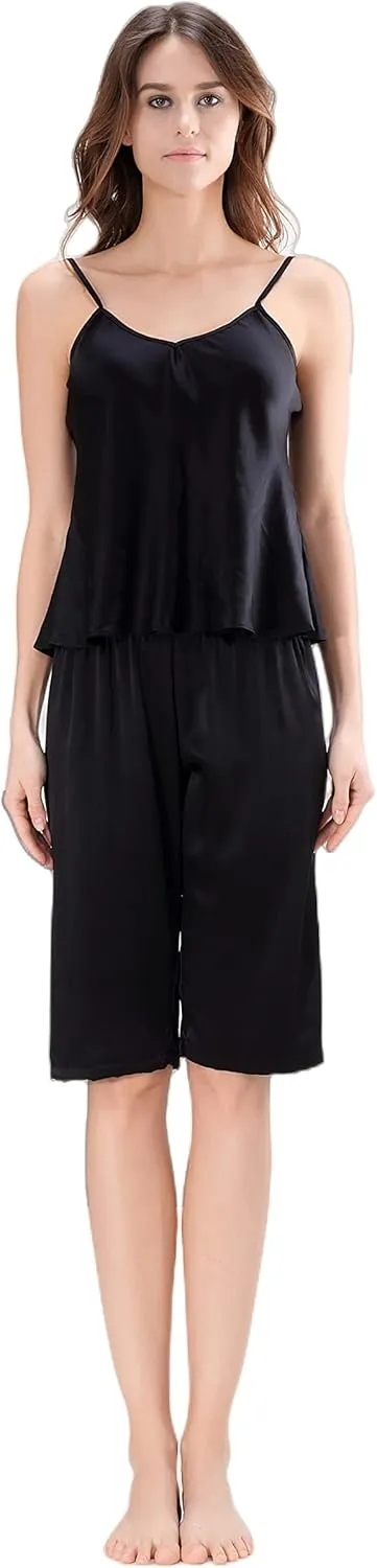 100% Mulberry Silk Camisole for Women 19 Momme Real Silk Tank Tops Ladies Satin Tank Shirt LS-18911