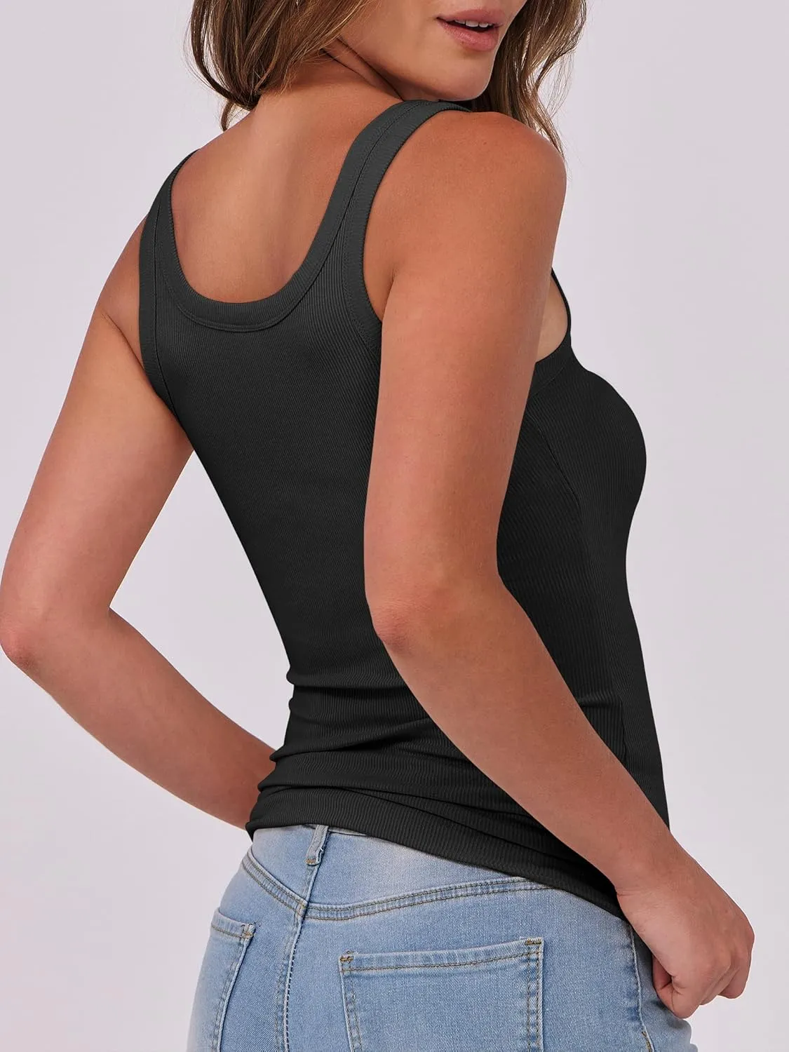 ANRABESS Womens Sleeveless Scoop Neck Tank Top Ribbed Fitted Summer Basic Slim Cute Tops 2025