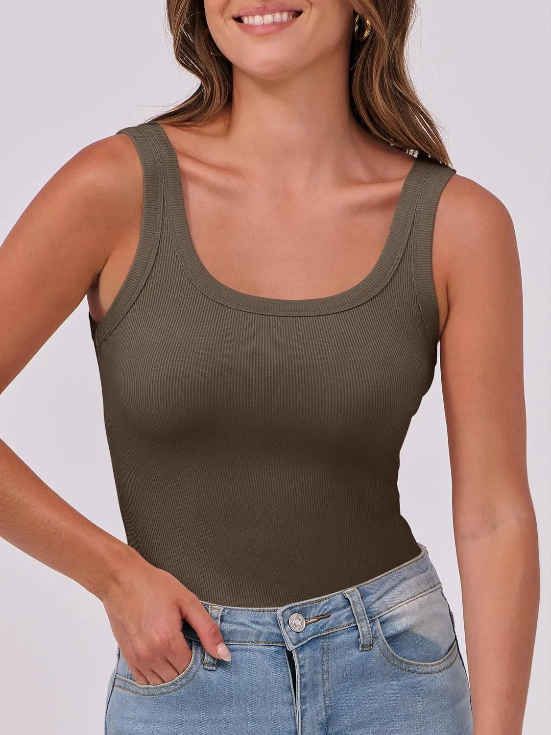 ANRABESS Womens Sleeveless Scoop Neck Tank Top Ribbed Fitted Summer Basic Slim Cute Tops 2025