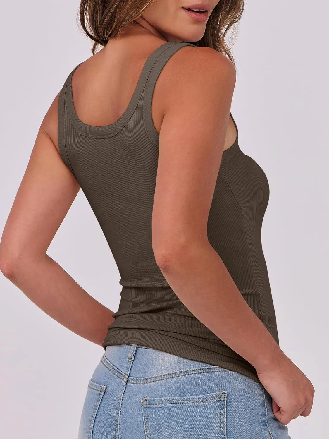 ANRABESS Womens Sleeveless Scoop Neck Tank Top Ribbed Fitted Summer Basic Slim Cute Tops 2025
