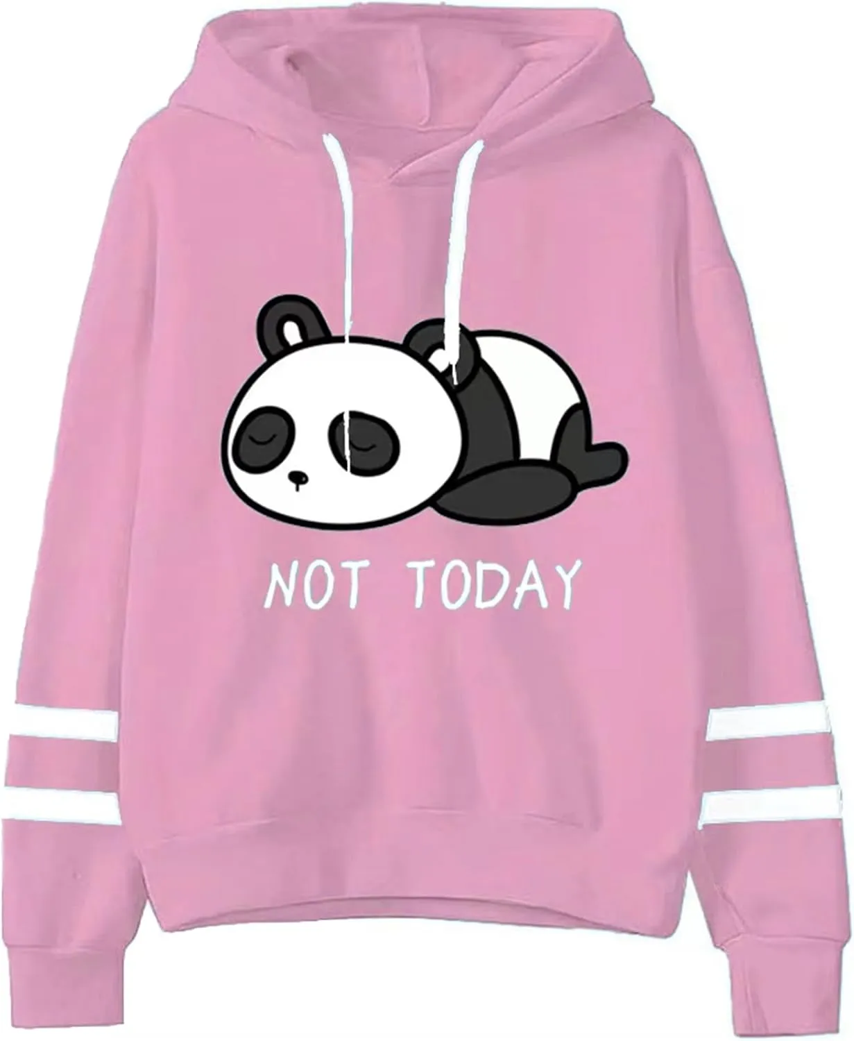 Apvirdy Teen Girls Hoodies Cute Panda Not Today Hooded Sweatshirt Womens Long Sleeve Graphic Pullover Tops