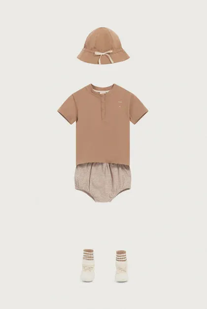 Baby S/S Henley Tee, Biscuit