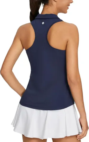 baleaf Womens Golf Shirt Sleeveless Tennis Tank Tops V-Neck Racerback Polo Collar UPF