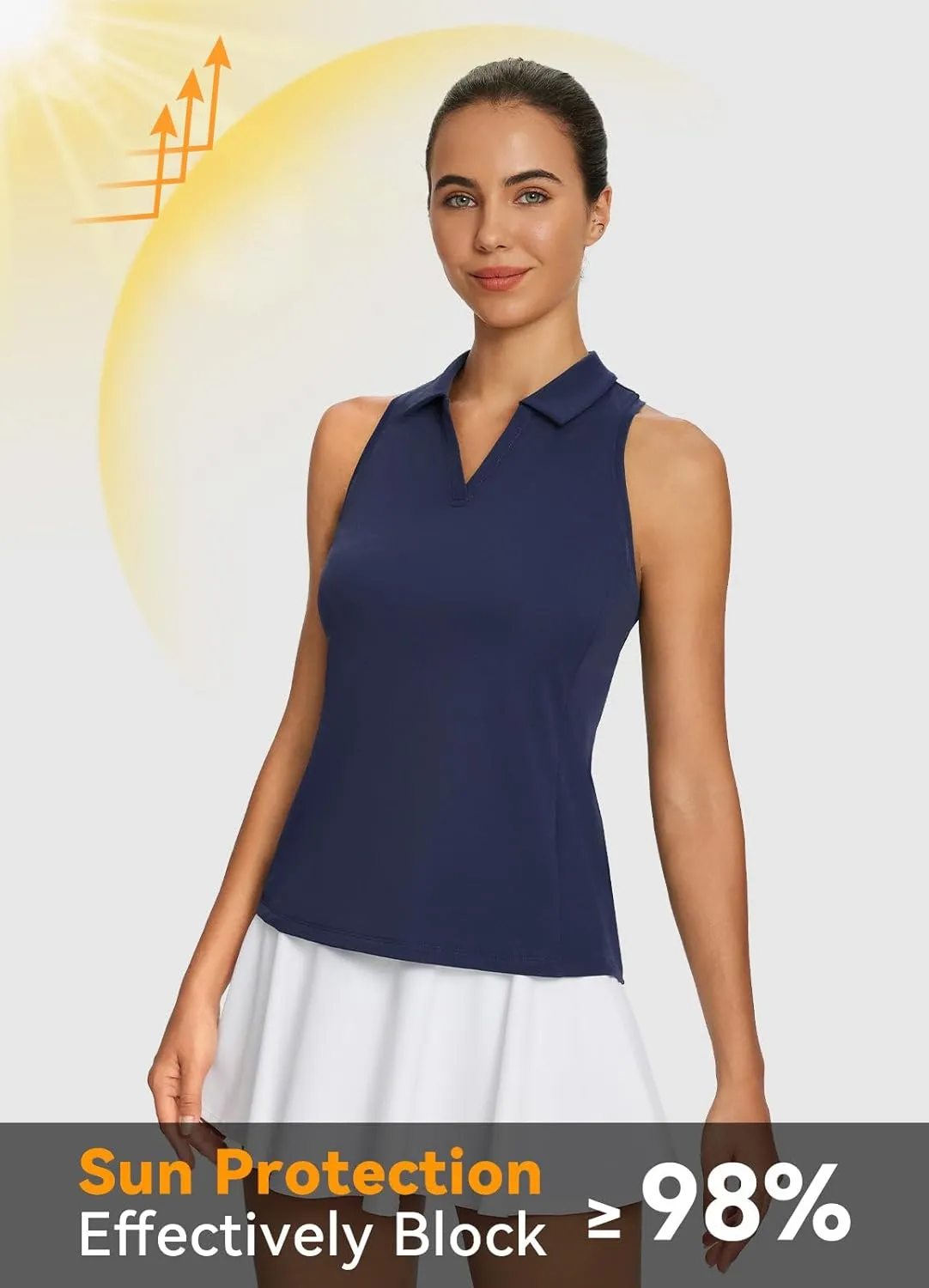 baleaf Womens Golf Shirt Sleeveless Tennis Tank Tops V-Neck Racerback Polo Collar UPF