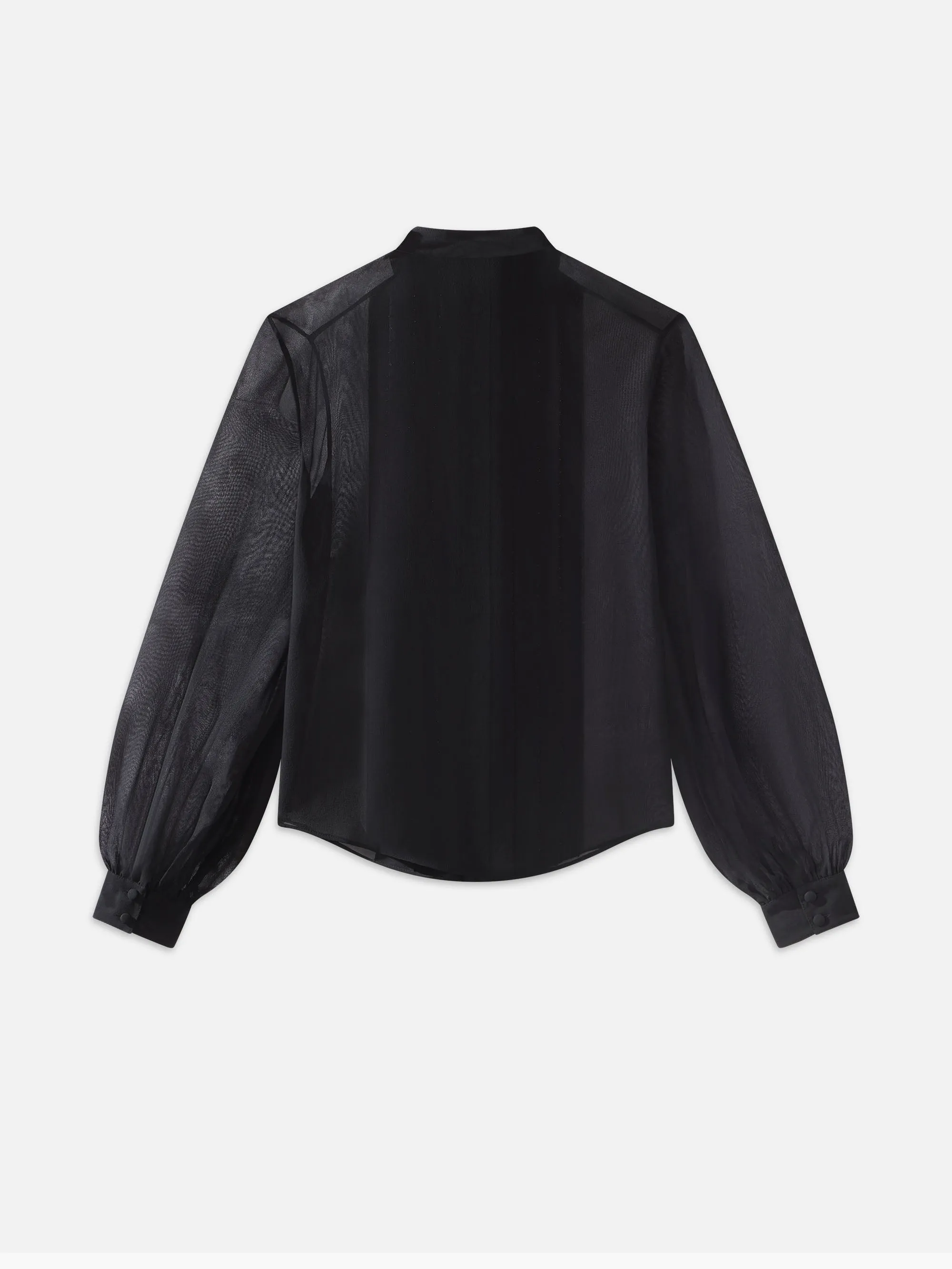 Beaded Collarless Blouse -- Black