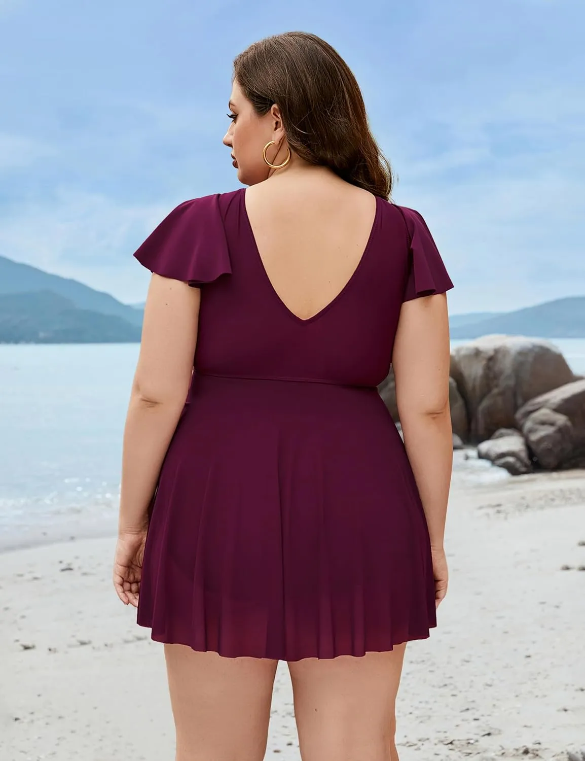 Blooming Jelly Womens Plus Size Swimsuit One Piece Tummy Control Bathing Suit Modest Curvy Cute Swim Dress Ladies Swimwear