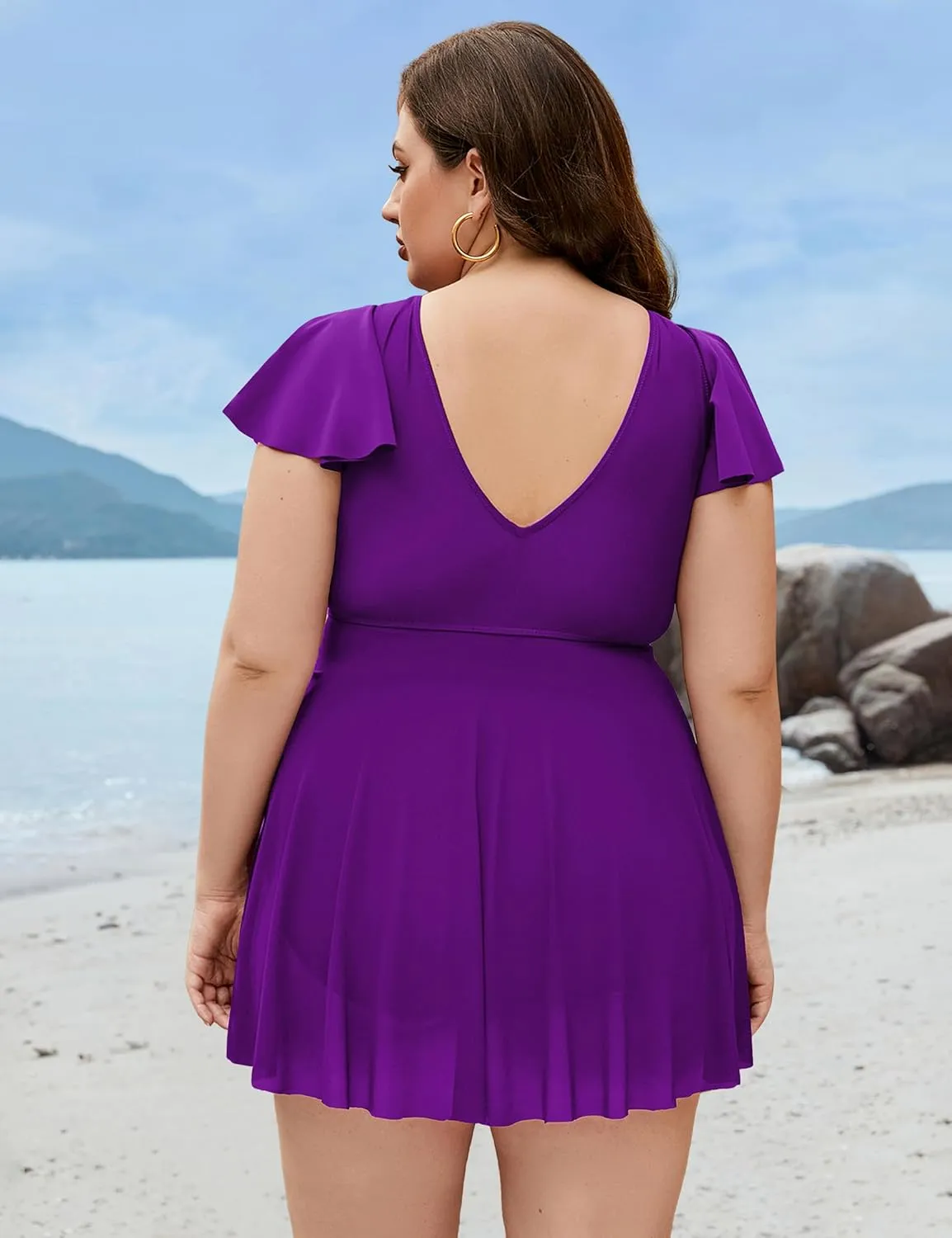 Blooming Jelly Womens Plus Size Swimsuit One Piece Tummy Control Bathing Suit Modest Curvy Cute Swim Dress Ladies Swimwear