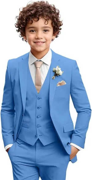 Boys Formal Suit 3 Piece Toddler Tuxedos for Wedding Slim Fit Kids Outfit Jacket Vest Pants for Teen Boy School Prom