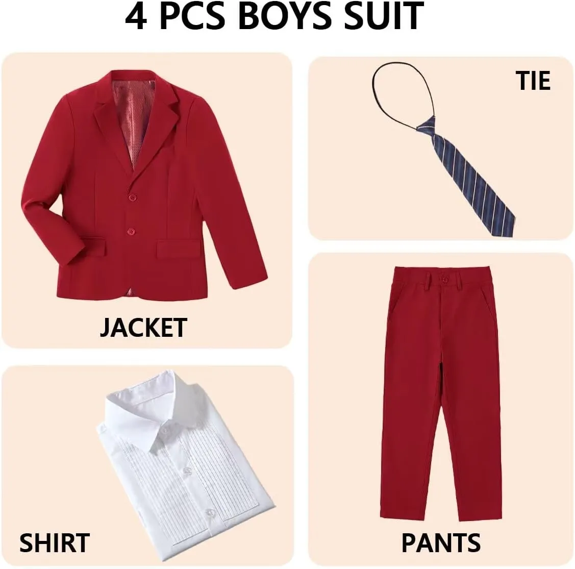 Boys Formal Suit Set Complete Outfit Slim Fit Tuxedo for Boy