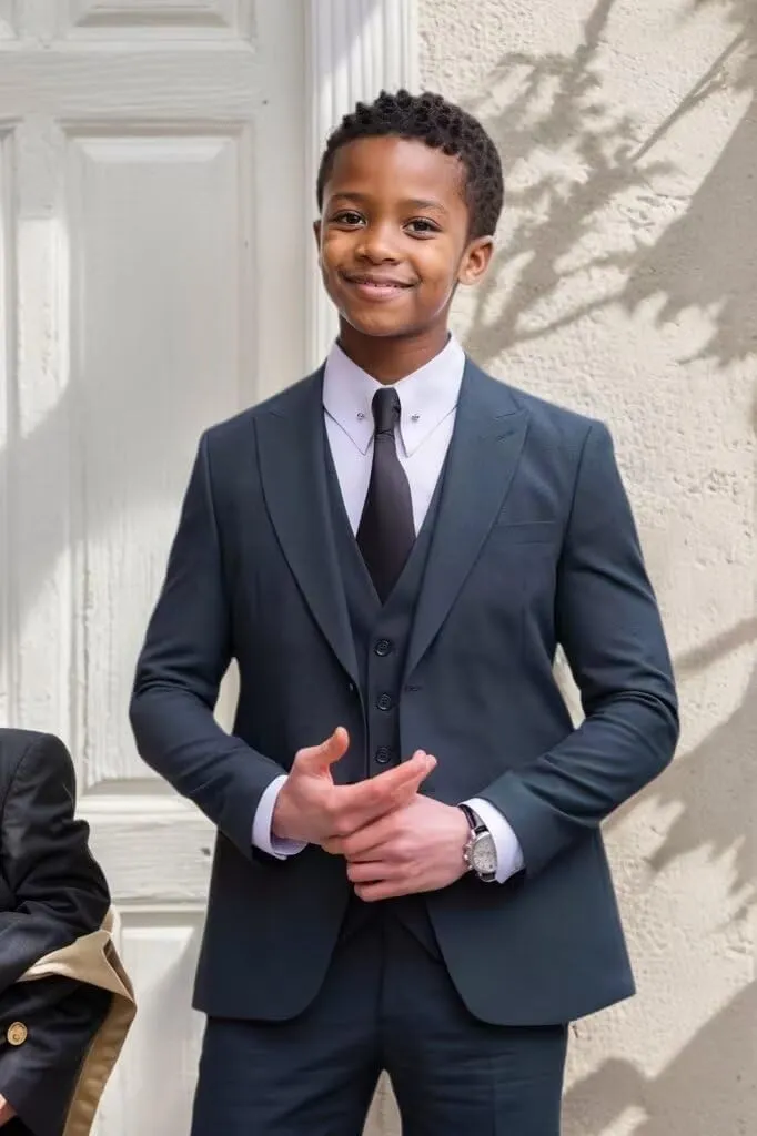 Boys Suit 3 Piece Slim Fit Tuxedo Kids Formal Outfit Blazer Vest Pant Suit Set for Wedding Party Prom