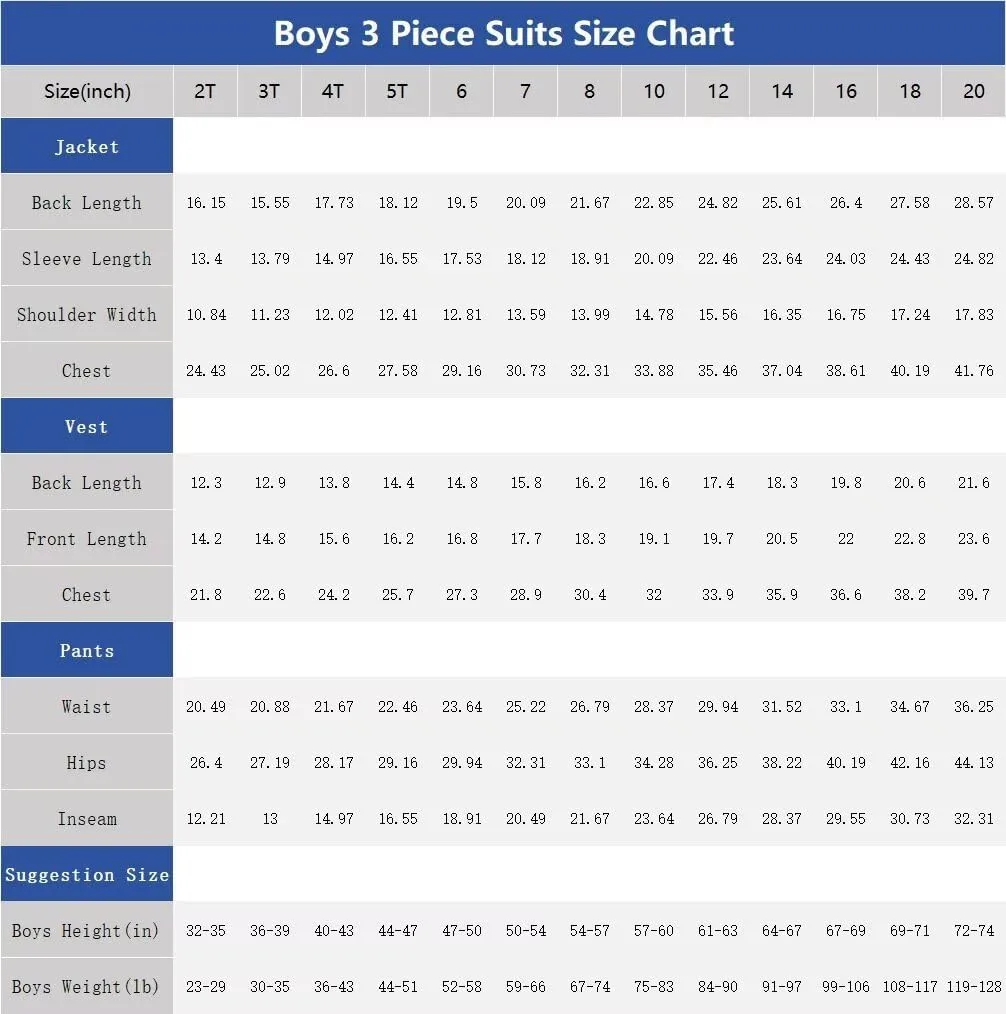 Boys Suit 3 Piece Slim Fit Tuxedo Kids Formal Outfit Blazer Vest Pant Suit Set for Wedding Party Prom