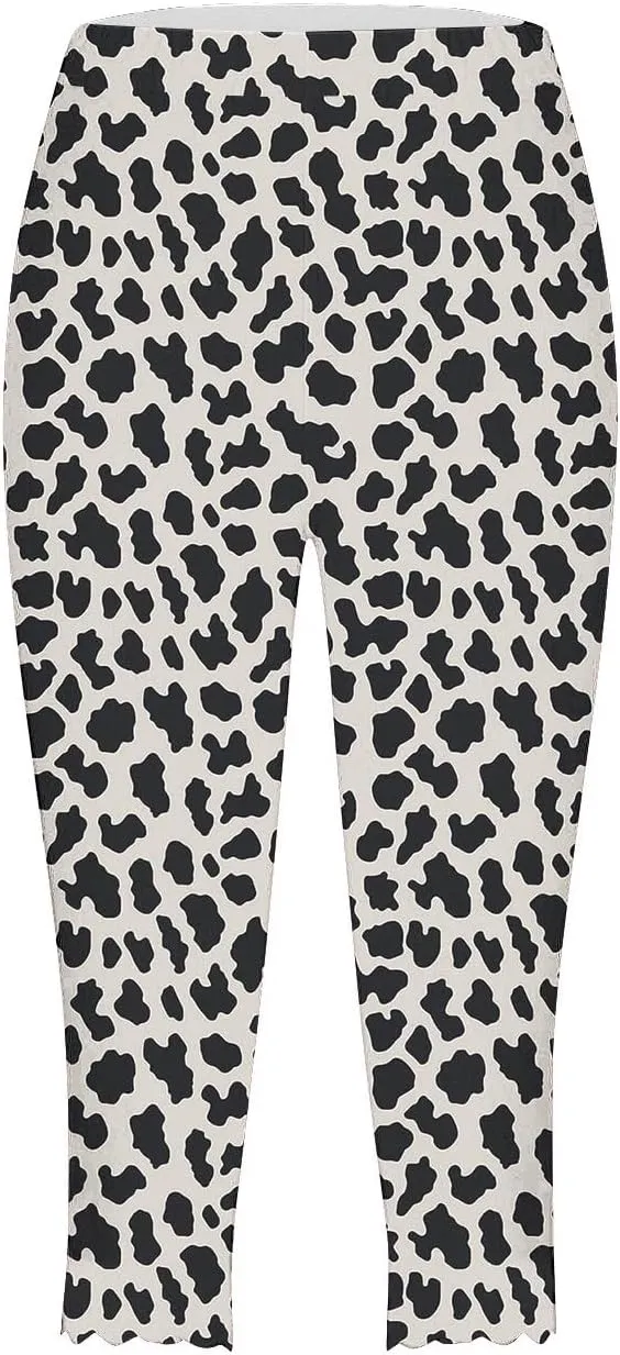 Capri Leggings for Women Floral Print High Waist Capris Pants Tummy Control Knee Length Slim Yoga Cropped Trouser