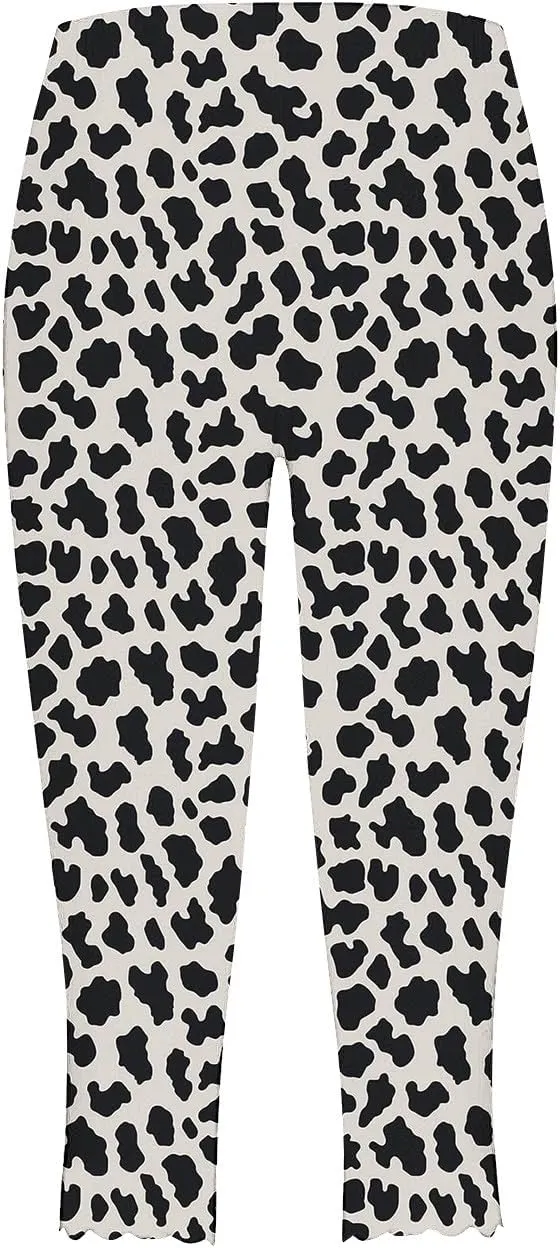 Capri Leggings for Women Floral Print High Waist Capris Pants Tummy Control Knee Length Slim Yoga Cropped Trouser