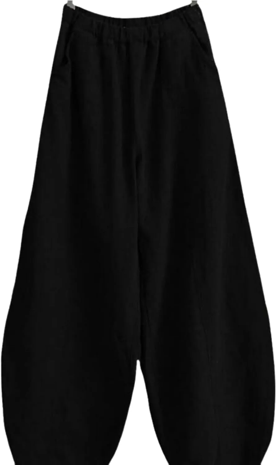 Cargo Japanese Pants for Women Soild Cotton Linen Wide Leg Pants Casual Fall Baggy Lantern Trouser with Pockets