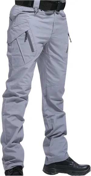 Cargo Pants for Men Parachute Streetwear Casual Straight Leg Pants Slim Fit Outdoor Hiking Pants with Zipper Pockets