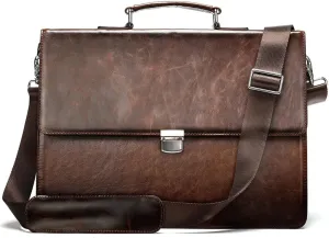 Carrying Briefcase Vintage Messenger Bag Large Capacity Single Shoulder Crossbody Briefcase(White-Patch Five-Pointed star4)