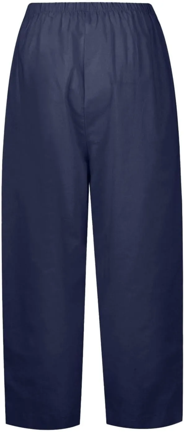 Casual Linen Trousers for Women Solid Color Straight Leg Elastic Waist Loose Comfy Travel Pants Autumn Outdoor Slacks