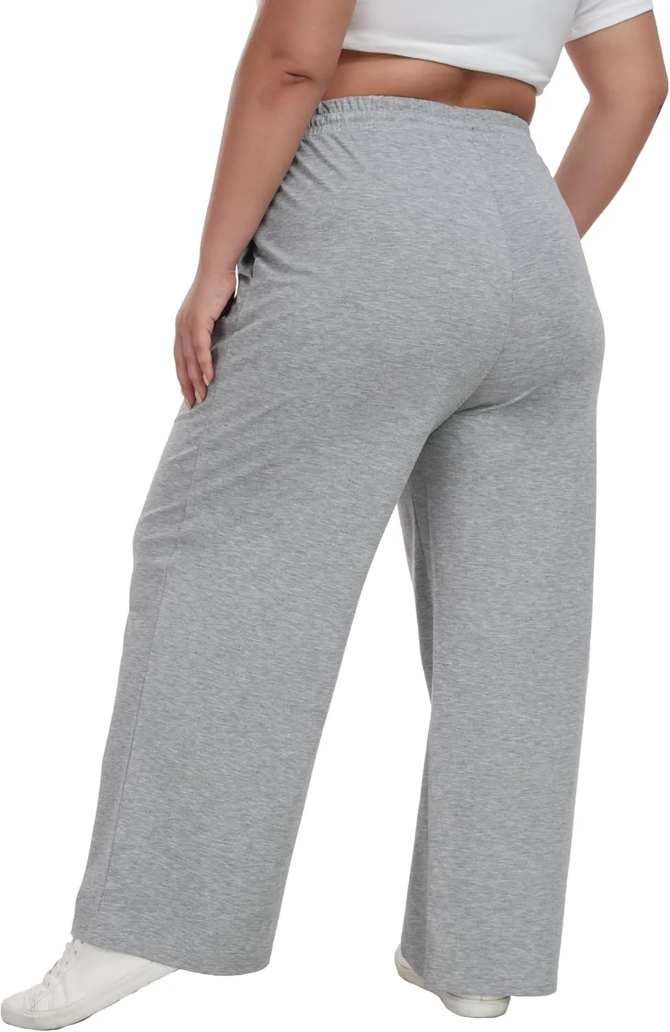 Cheapestbuy Women's Plus Size Casual Pants Comfy Wide Leg Pants Stretchy Loose Fit Lounge Pants with Pockets