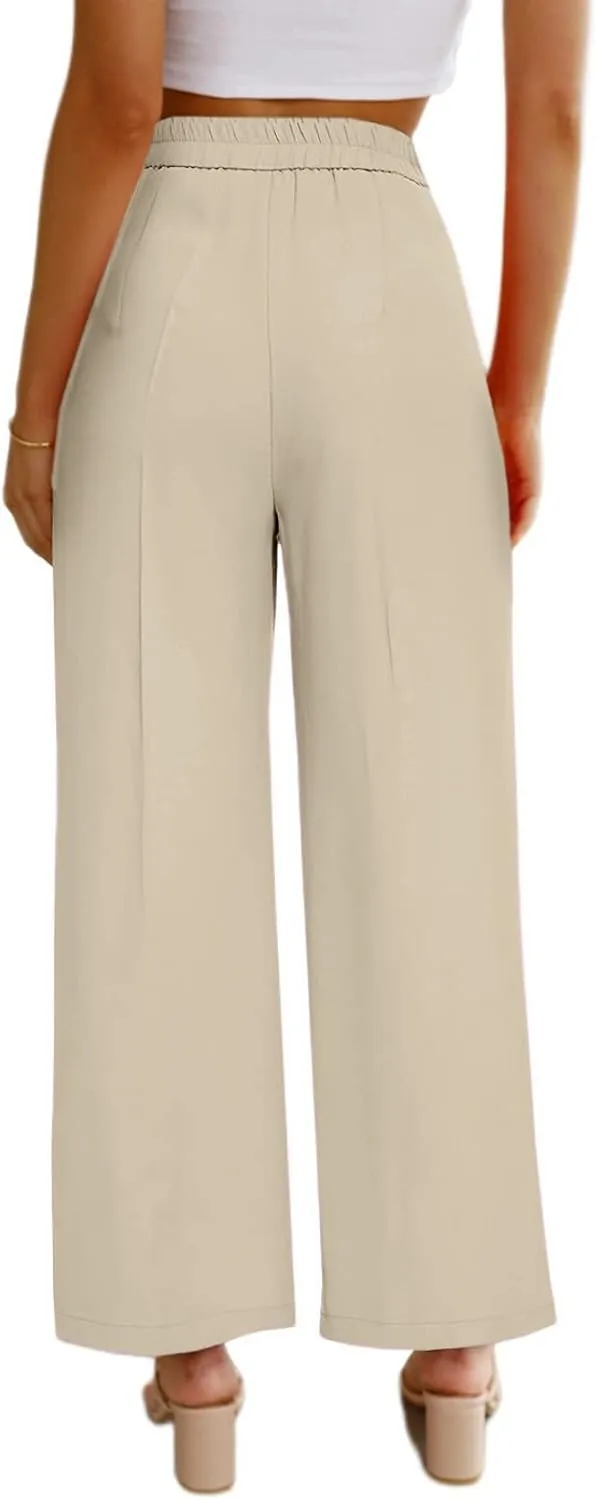 chouyatou Women's Elastic High Waisted Dress Pants Business Casual Work Pants Cropped Trousers