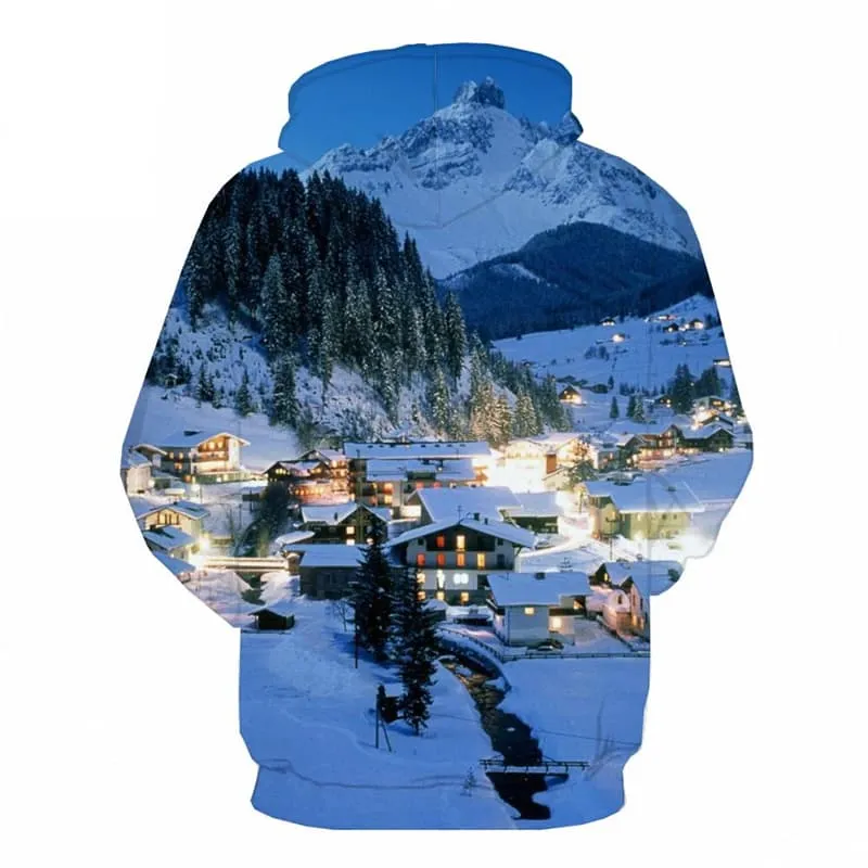 Christmas Sweatshirts men Snow Hooded Casual Tree 3d Printed New Year Sweatshirt Printed