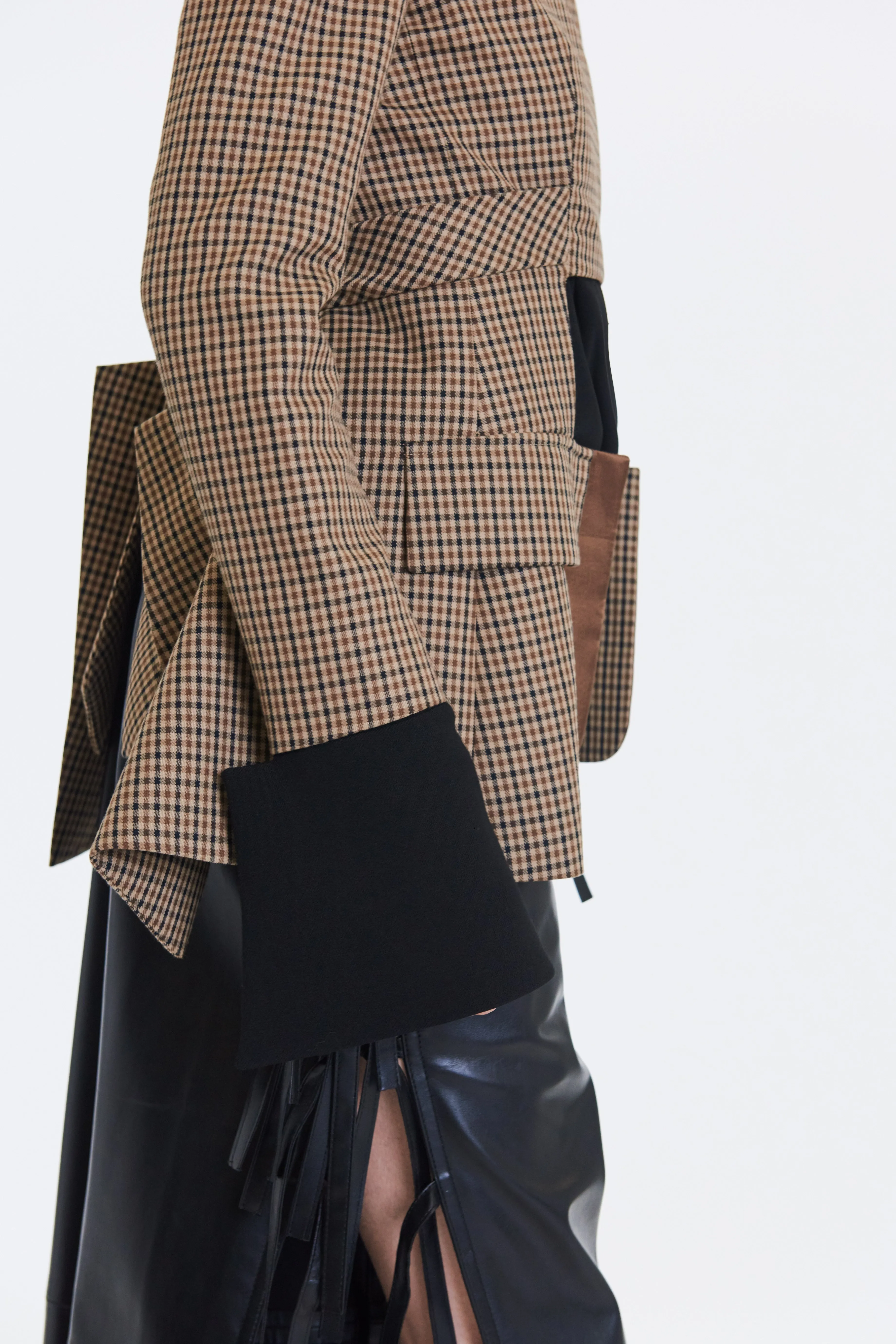 Collarless Deconstructed Jacket Gingham