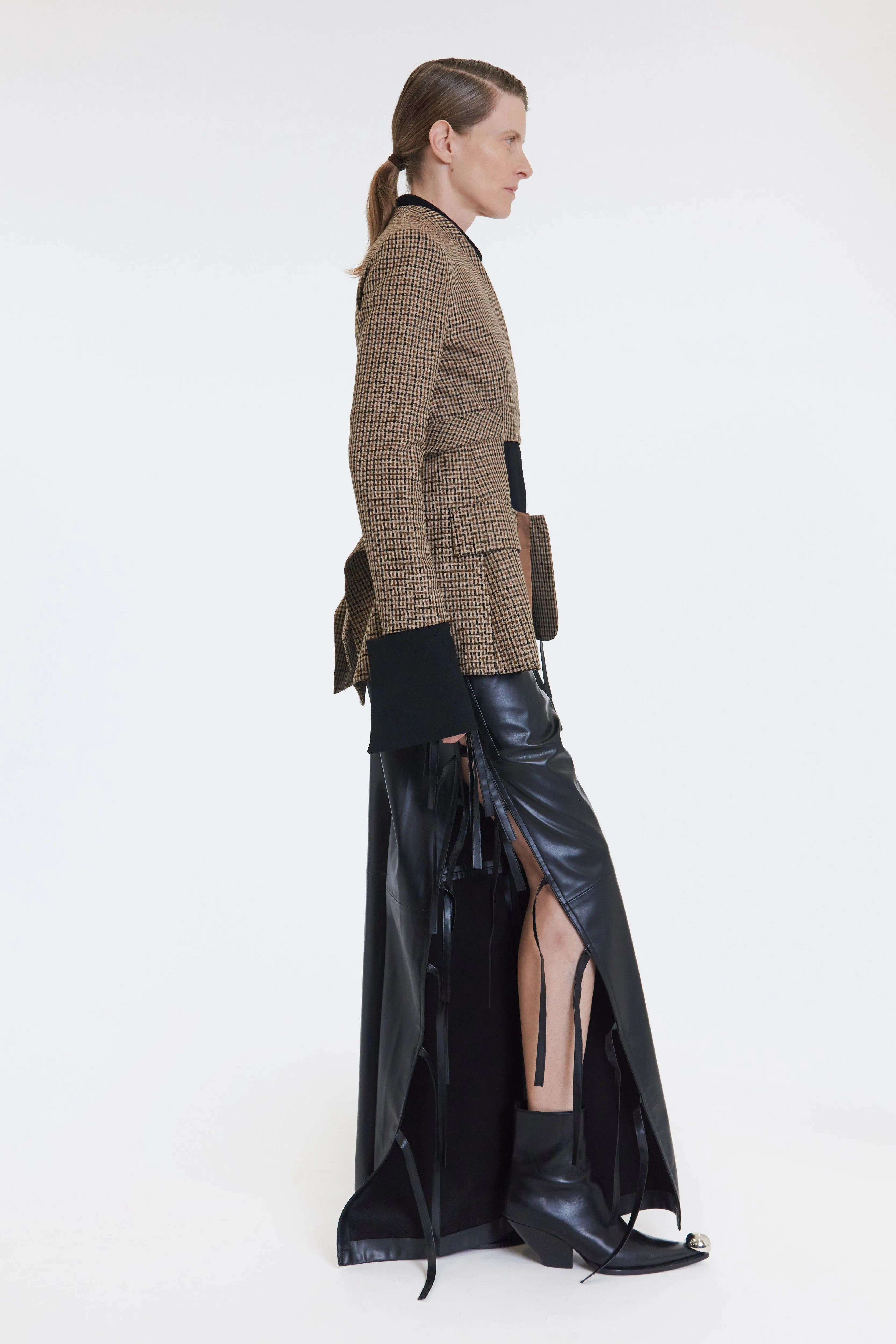 Collarless Deconstructed Jacket Gingham
