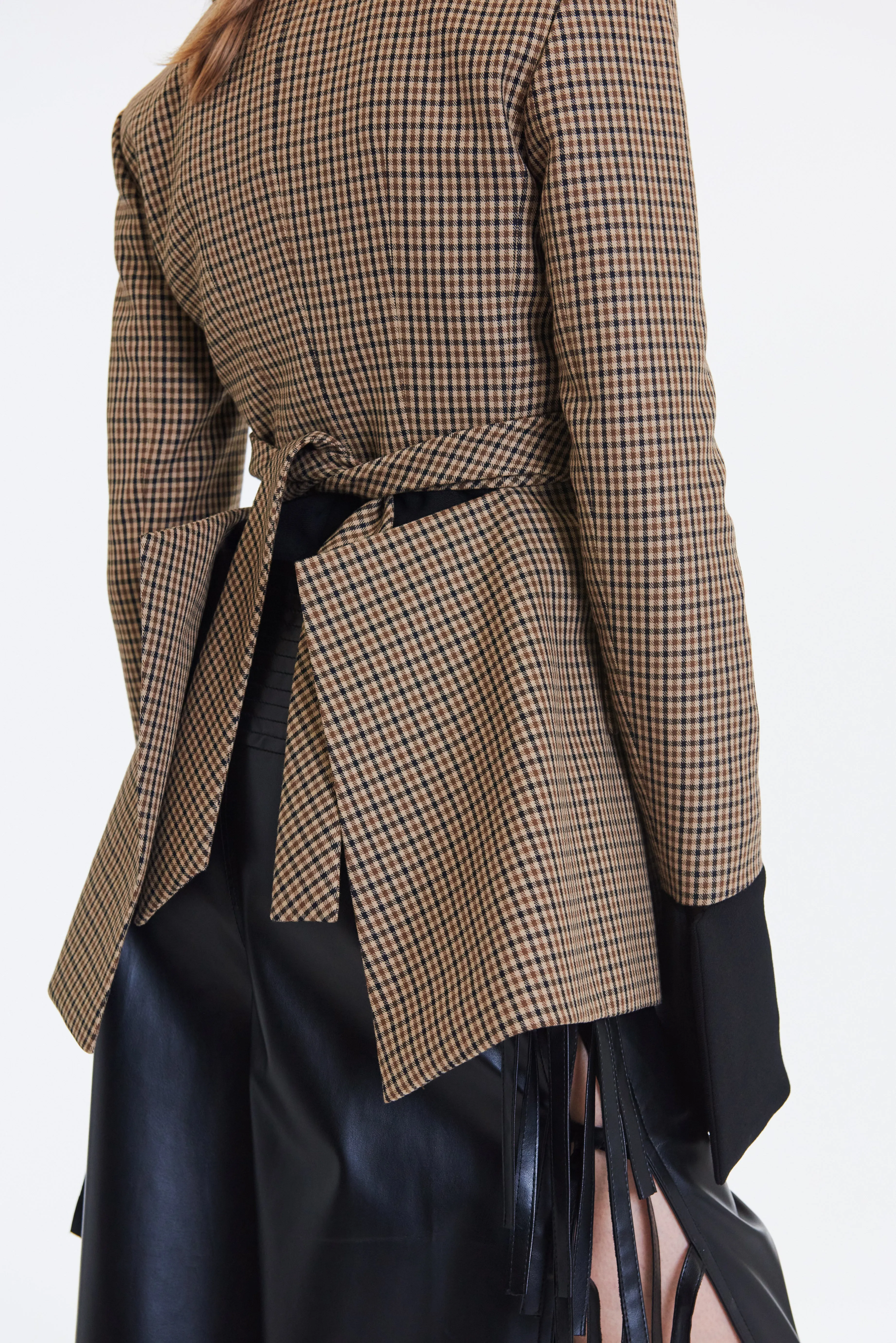 Collarless Deconstructed Jacket Gingham