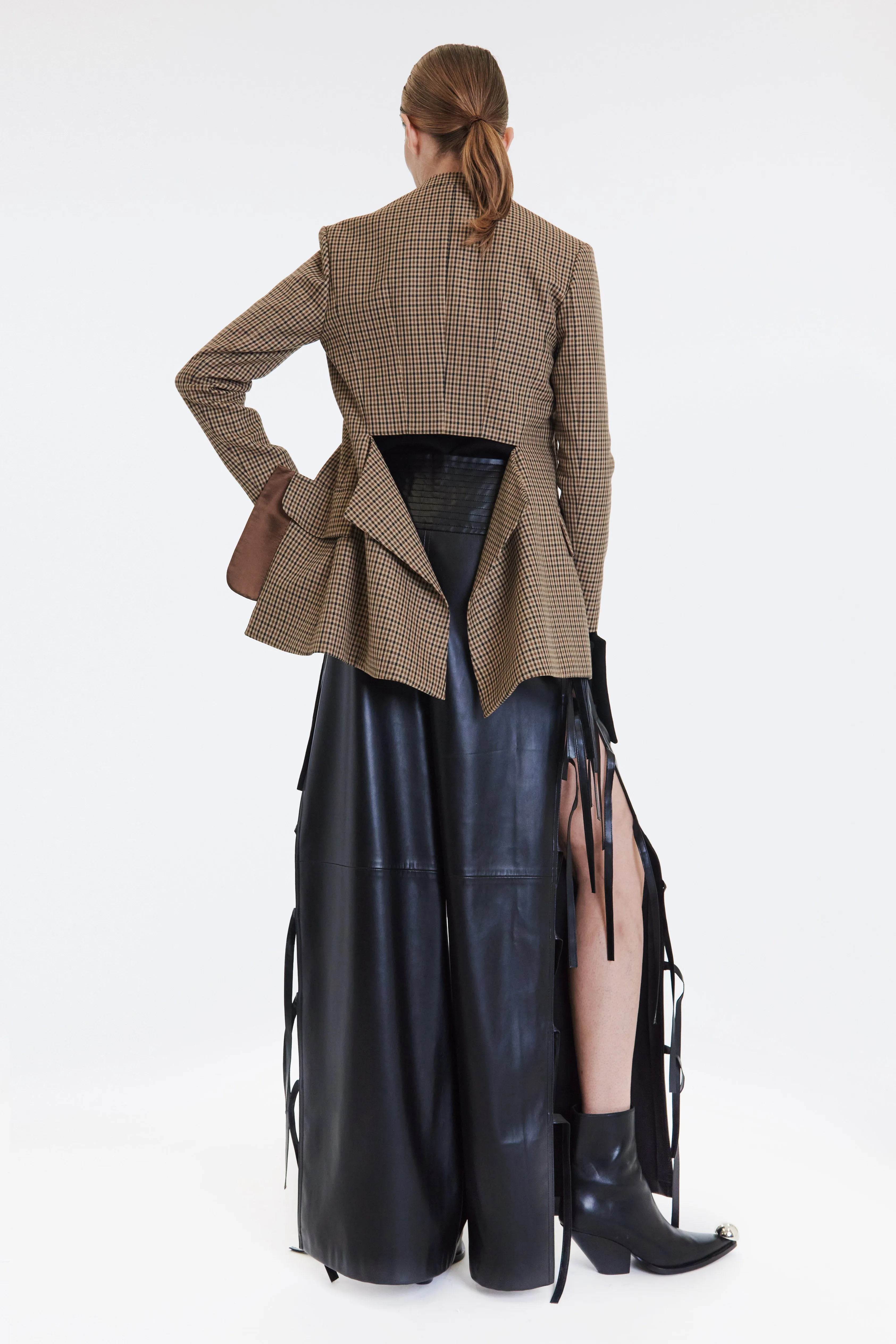 Collarless Deconstructed Jacket Gingham