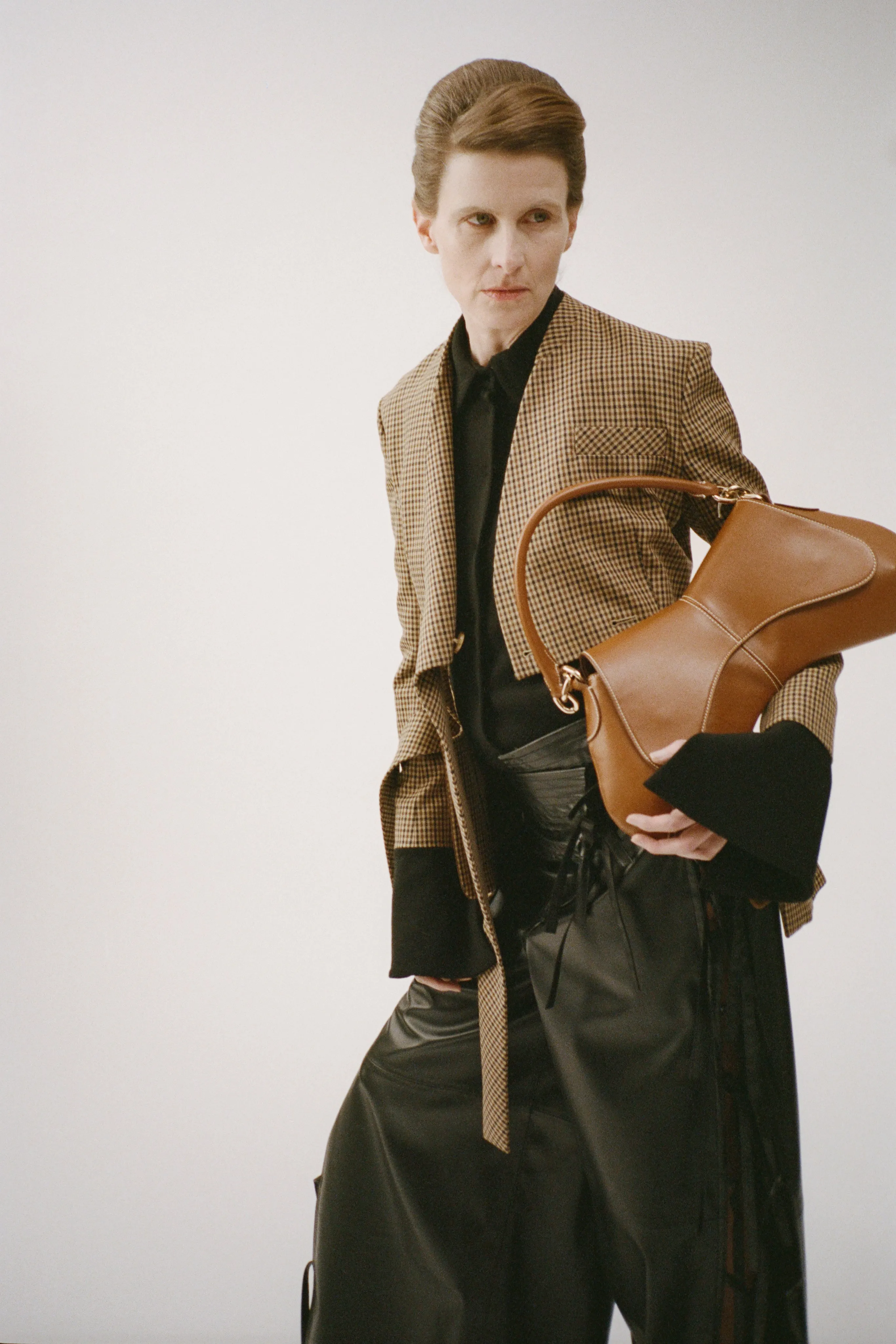 Collarless Deconstructed Jacket Gingham