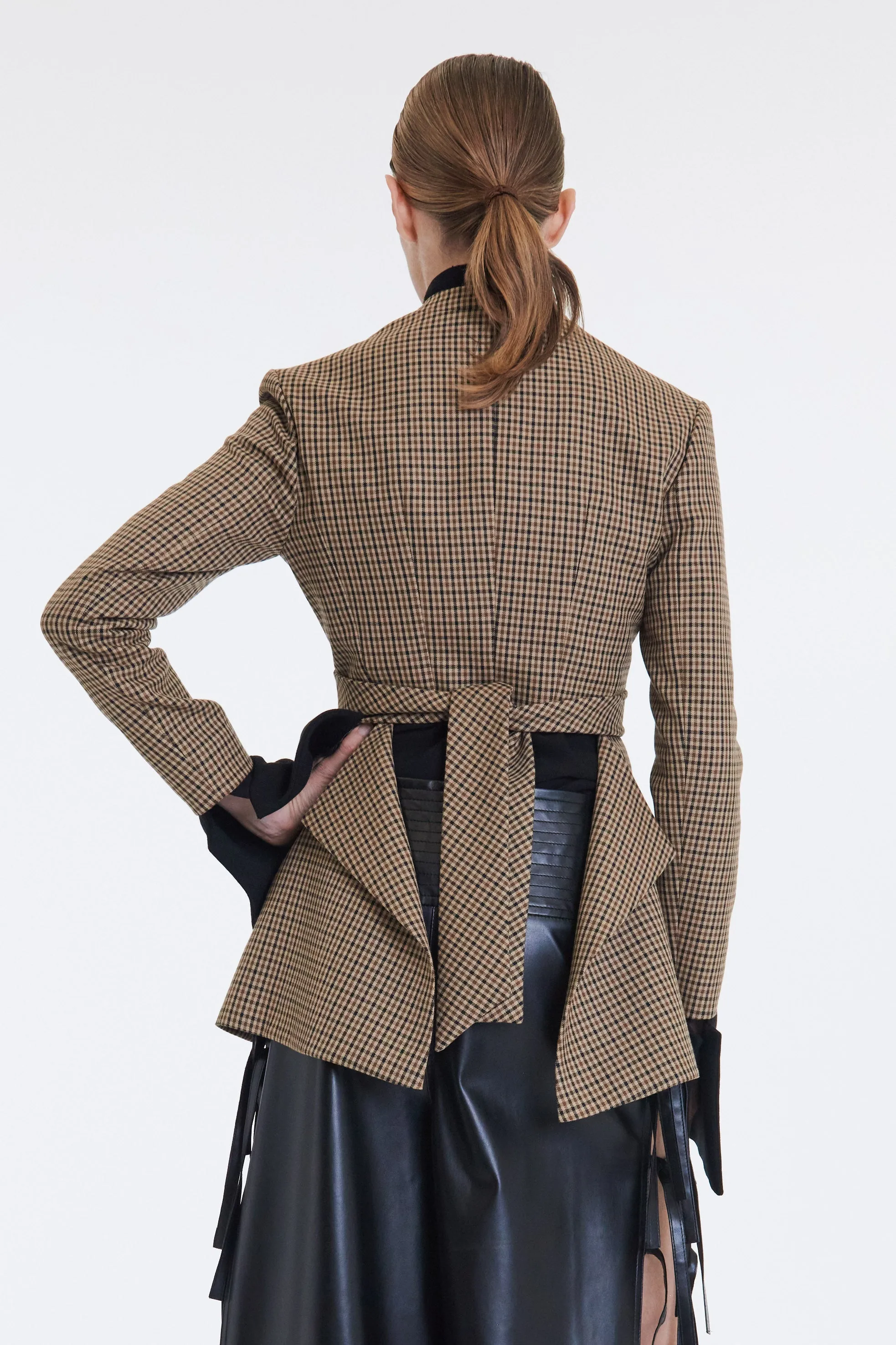 Collarless Deconstructed Jacket Gingham
