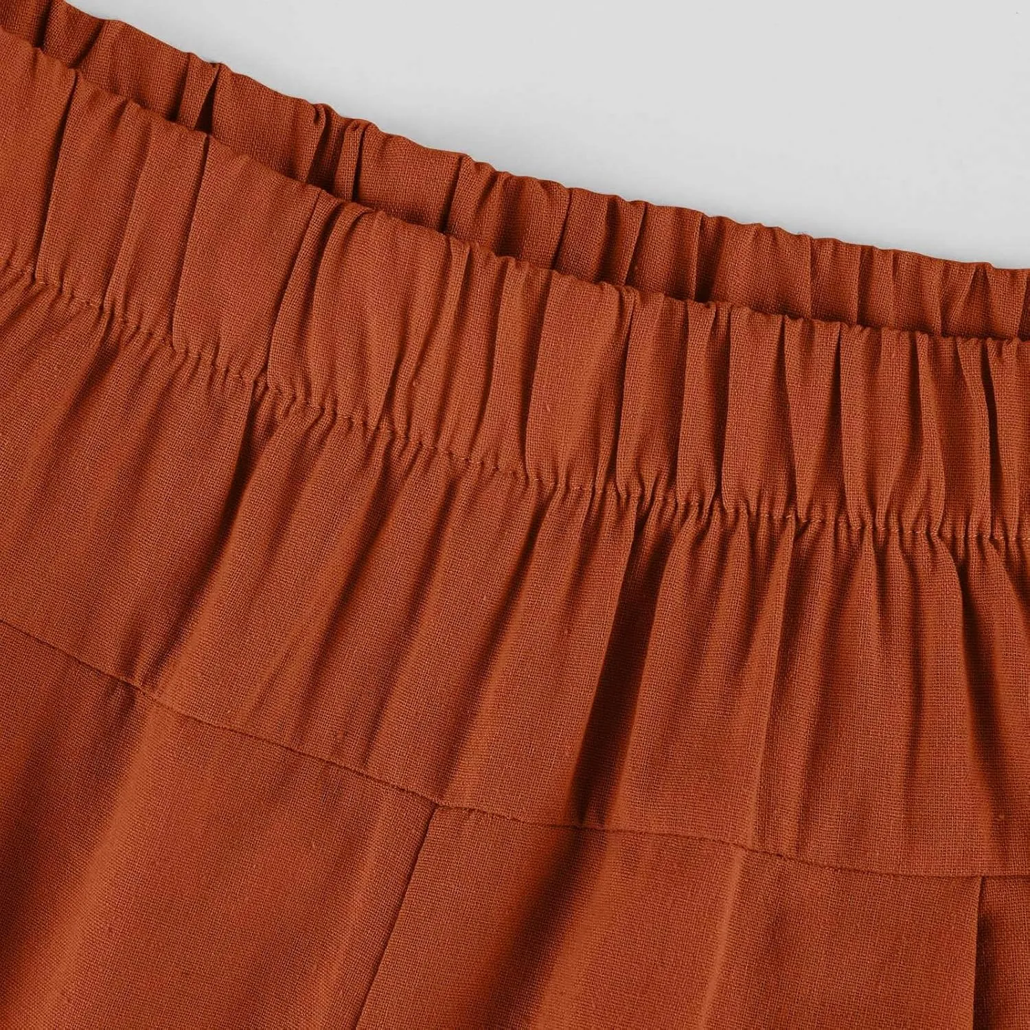 Cotton Linen Capri Pants for Women High Elastic Waisted Drawstring Cropped Pants with Pockets Beach Vacation Clothes