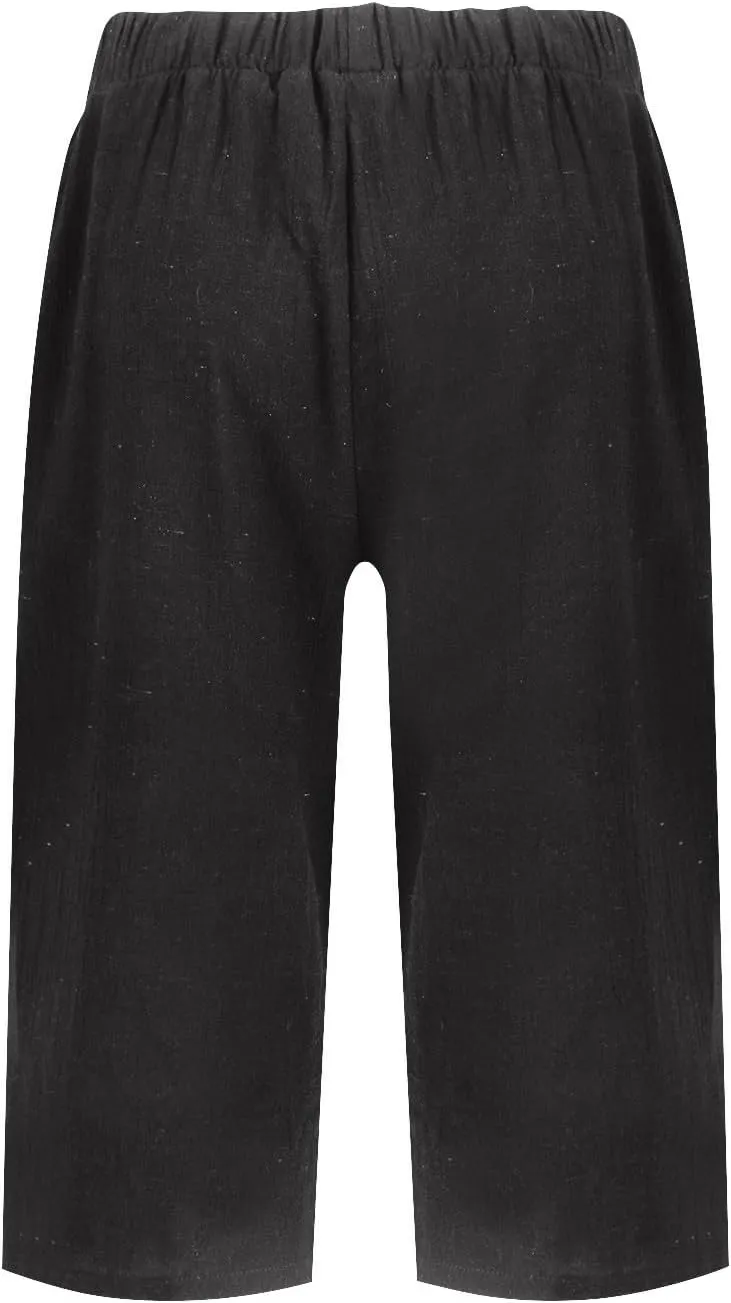 Cotton Linen Capri Pants for Women Trendy Summer High Waisted Lounge Pants Loose Straight Leg Trousers with Pockets