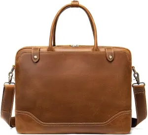 Crazy Horse Leather Briefcase Laptop Bag Vintage Top Layer Cowhide Crossbody Shoulder Bag