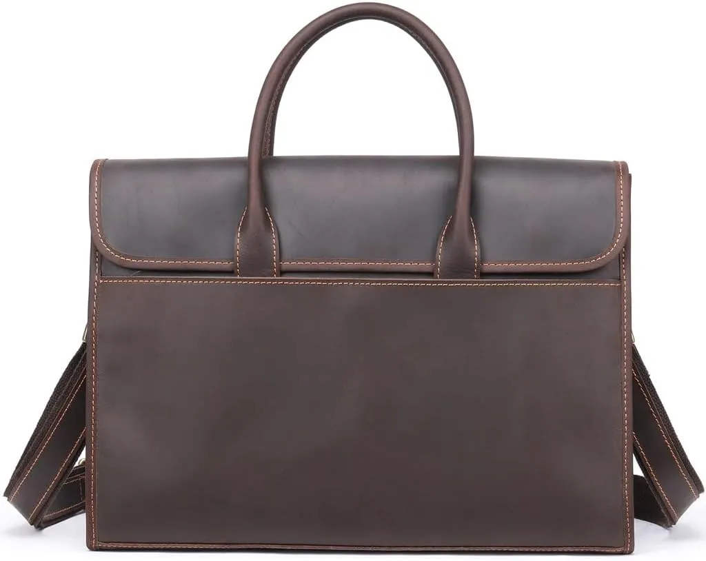 Crazy Horse Leather Large Capacity Tote 2 Business Briefcase Men's Bag