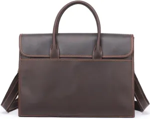 Crazy Horse Leather Large Capacity Tote 2 Business Briefcase Men's Bag