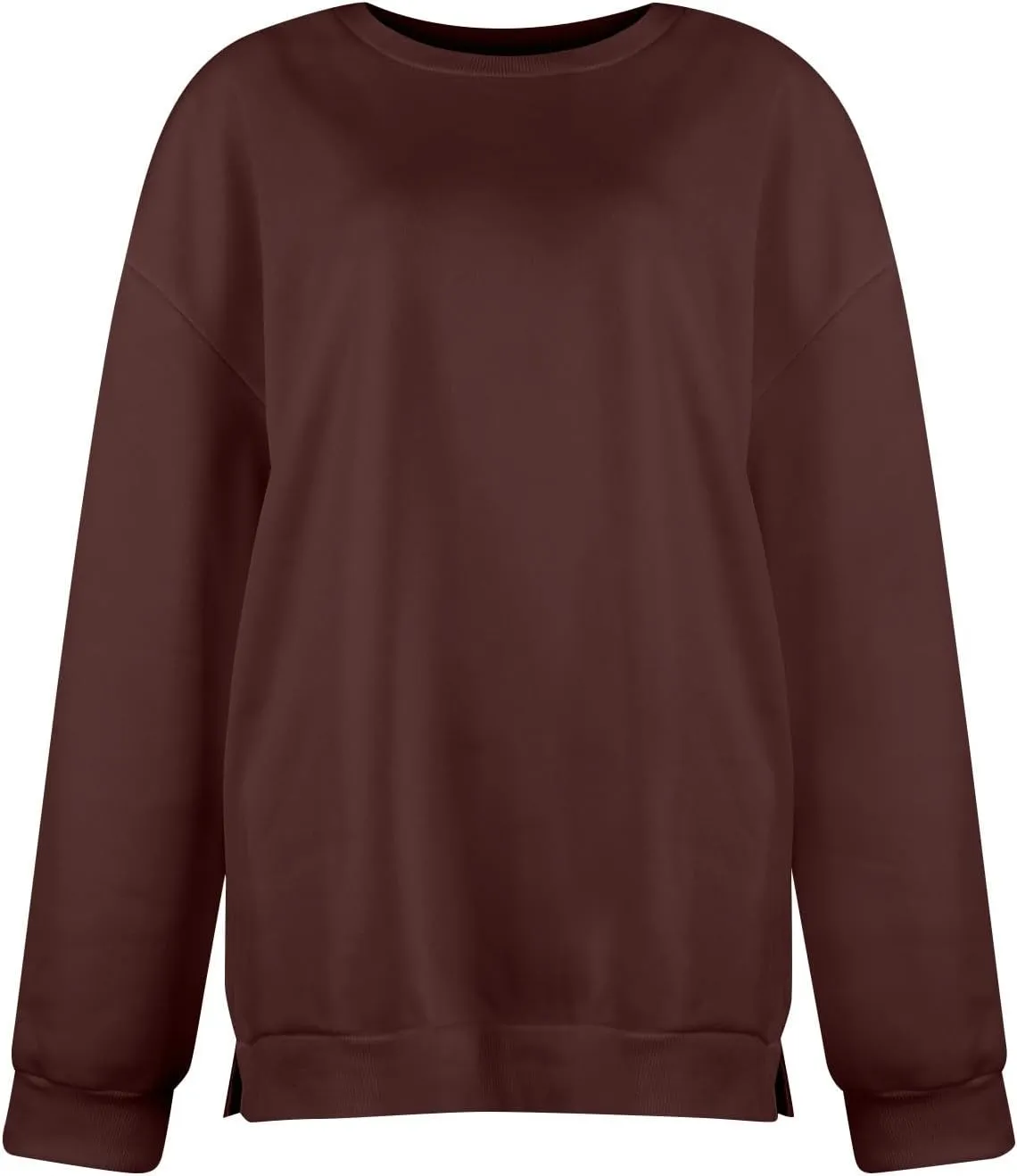 Crewneck Sweatshirts Women Fleece Pullover Oversized Hoodie Drop Shoulder Outwear Long Sleeve Tops with Pocket
