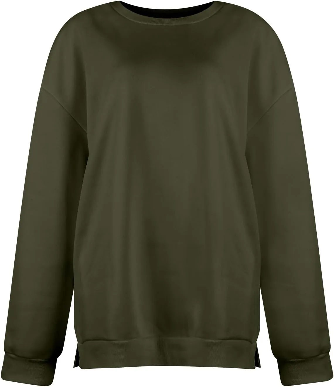Crewneck Sweatshirts Women Fleece Pullover Oversized Hoodie Drop Shoulder Outwear Long Sleeve Tops with Pocket