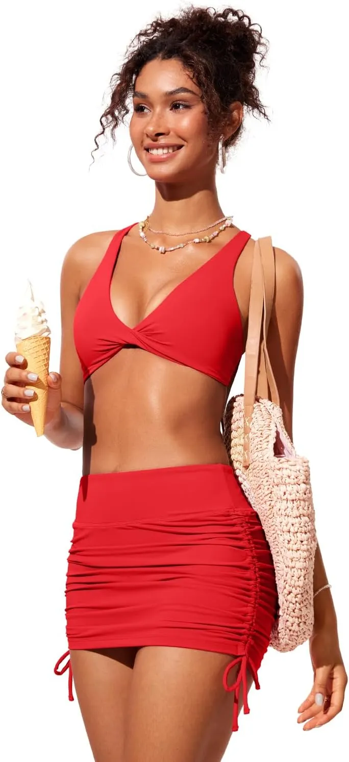 CRZ YOGA Womens V Neck Bikini Tops Twist Front Triangle Sexy Bathing Suit Criss Cross Back Swimsuit Padded