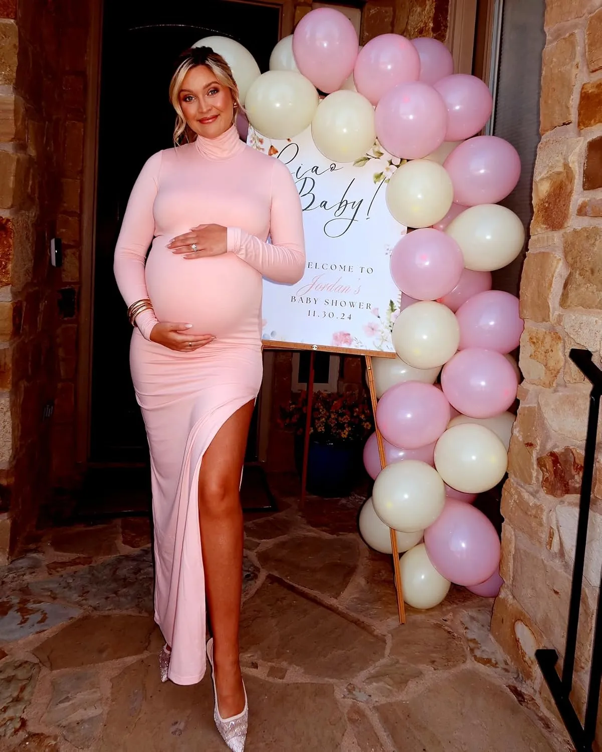 Dedysler Maternity Lounge Long Photoshoot Dress: Long Sleeve Sexy Turtle Neck Bodycon Maxi Casual Pregnancy Clothes