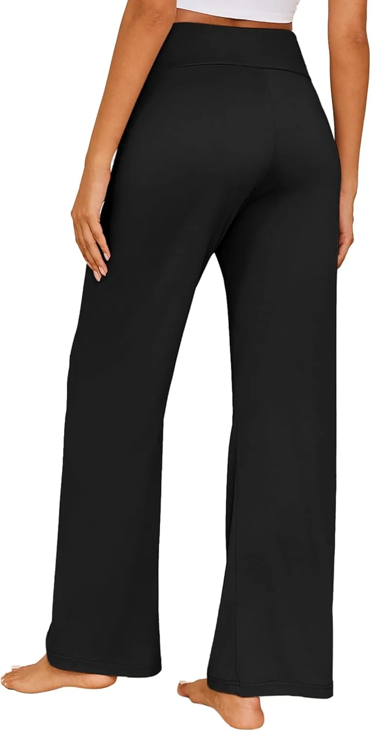 Ekouaer Women's Pajama Pants Wide Leg Yoga Pants Lounge Drawstring Pants Comfy Stretch Plaid Pj Bottoms