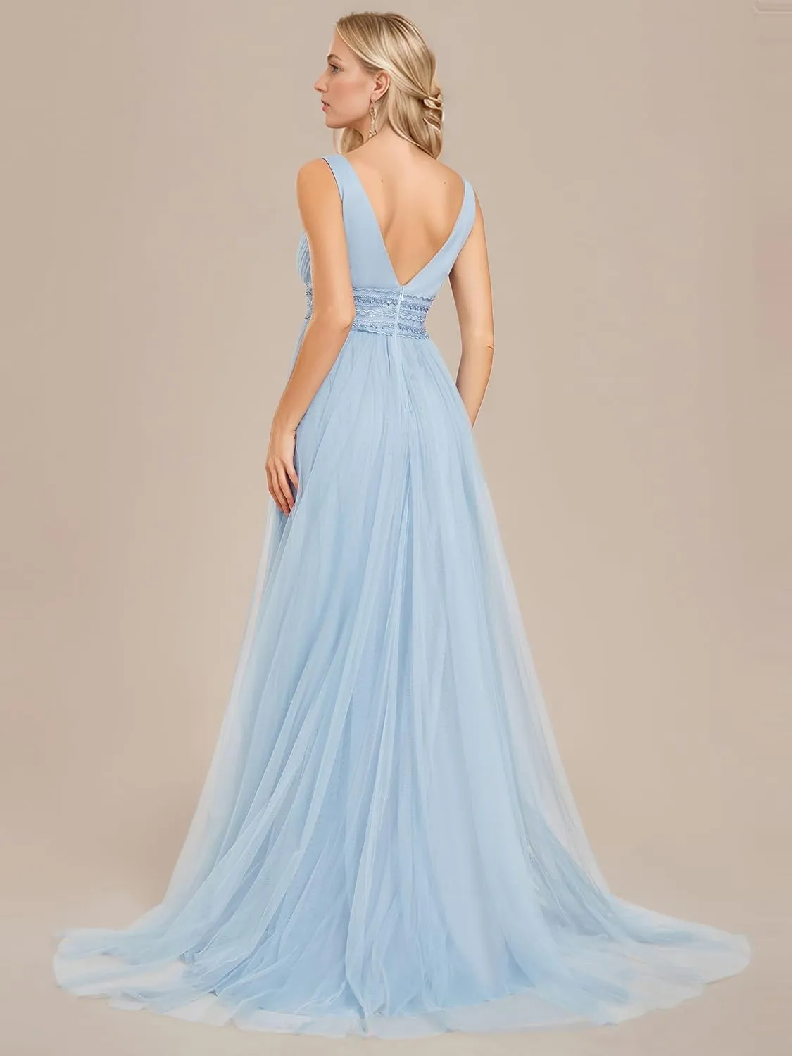 Ever-Pretty Women's Sleeveless Tulle Prom Dresses A-Line Long Formal Evening Dresses