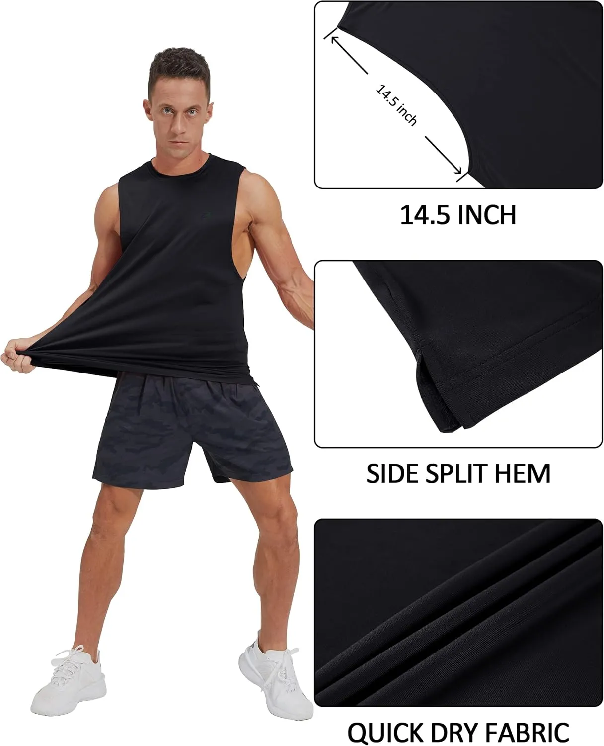 EZRUN Men's Tank Tops Swim Beach Sleeveless Shirt Quick Dry Gym Workout Stringer Muscle Tshirts Big and Tall