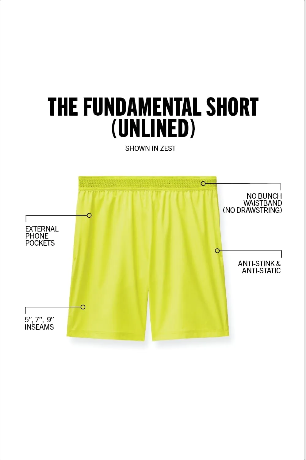 Fabletics Men's The Fundamental Short, Workout, Running, Training, Gym, Yoga, Ultra Lightweight, Athletic