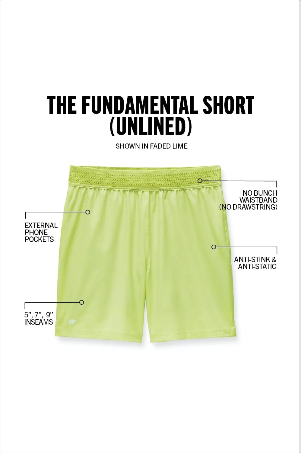 Fabletics Men's The Fundamental Short, Workout, Running, Training, Gym, Yoga, Ultra Lightweight, Athletic