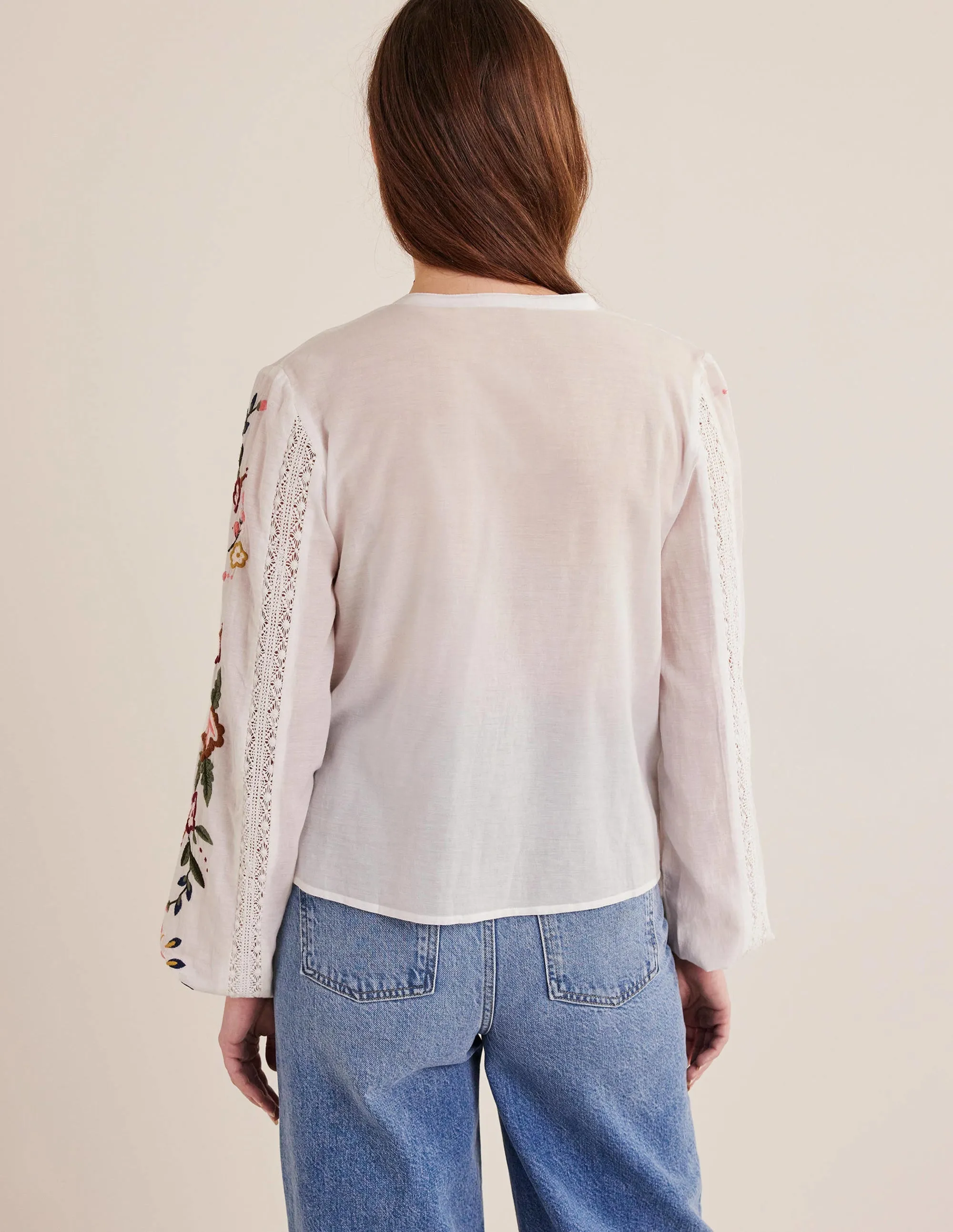 Floral Embroidered Blouse-White