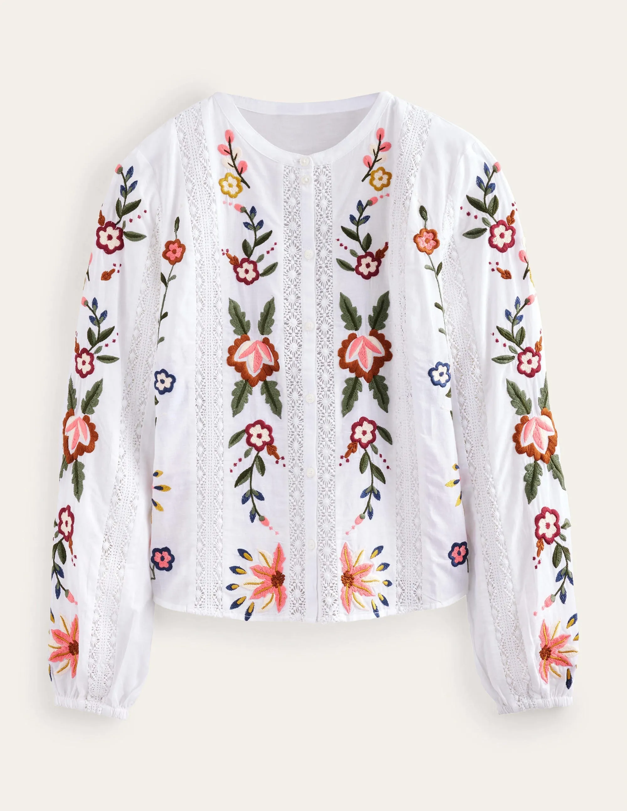 Floral Embroidered Blouse-White