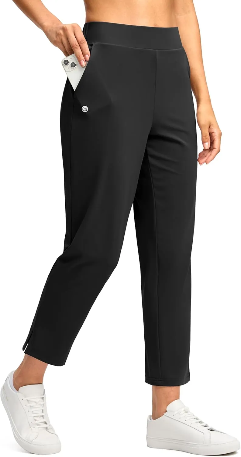 G Gradual Women's Pants Ankle 7/8 Golf Pants 3 Pockets Stretchy Petite Travel Pants Inner Drawstring for Work Business Casual