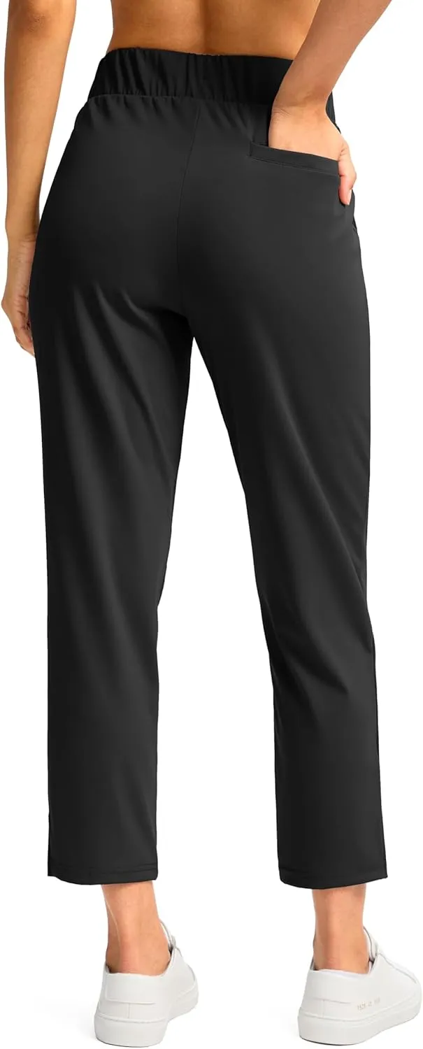 G Gradual Women's Pants Ankle 7/8 Golf Pants 3 Pockets Stretchy Petite Travel Pants Inner Drawstring for Work Business Casual