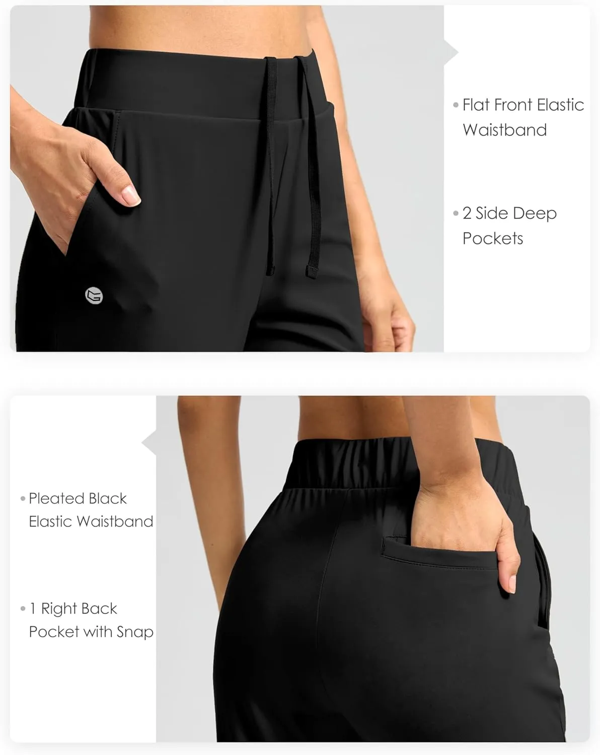 G Gradual Women's Pants Ankle 7/8 Golf Pants 3 Pockets Stretchy Petite Travel Pants Inner Drawstring for Work Business Casual
