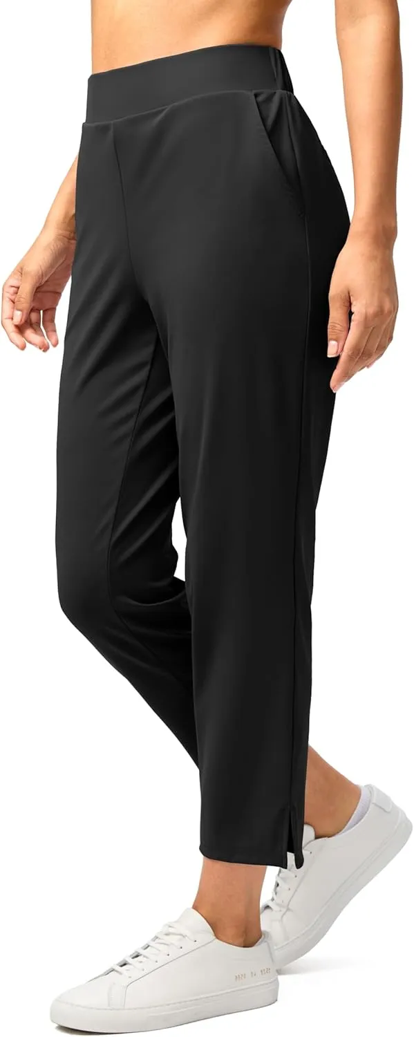 G Gradual Women's Pants Ankle 7/8 Golf Pants 3 Pockets Stretchy Petite Travel Pants Inner Drawstring for Work Business Casual